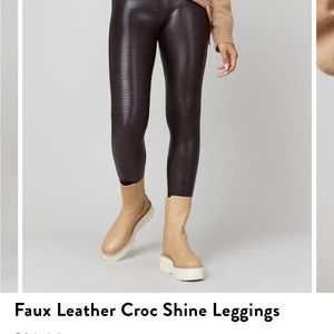Spanx faux leather croc shine leggings (black/brown color)
